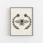 Bee and Flowers Wall Art Print