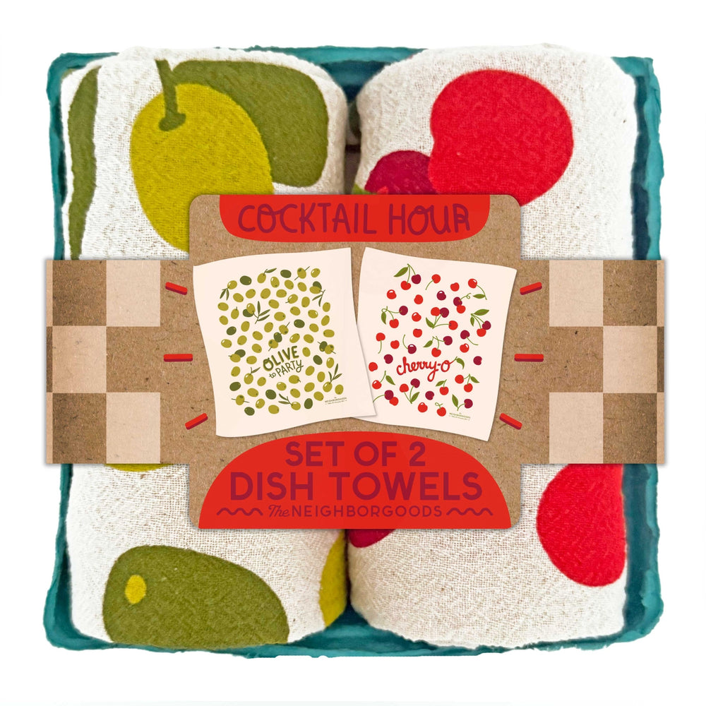 Cocktail Hour, Olive Cherry Tea Towel