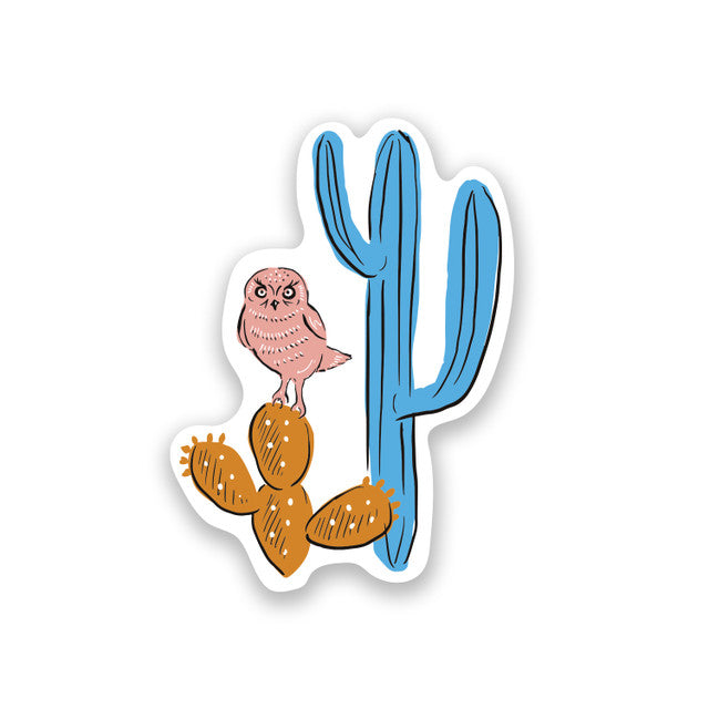 Cactus & Owl Sticker