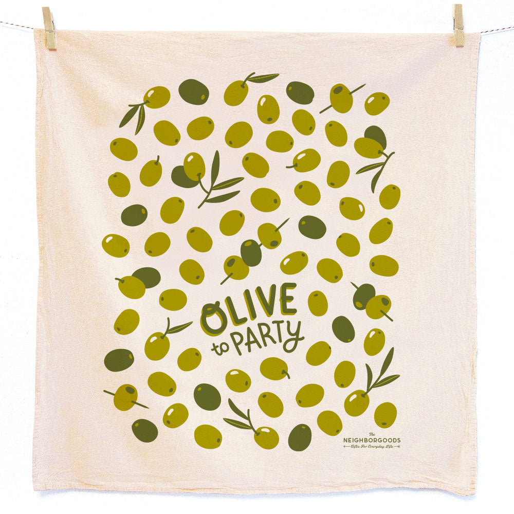 Cocktail Hour, Olive Cherry Tea Towel