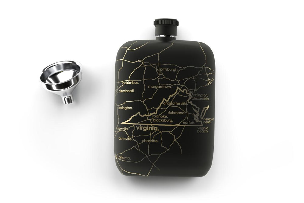 Virginia State Map Pocket Flask With Funnel