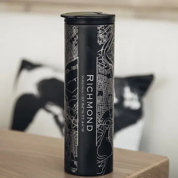Richmond Va Map Tumbler in Matte Black