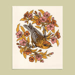 Palm Warbler and Plum Blossom Giclee Art Print