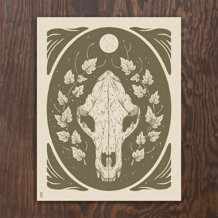 Bear Skull & Ivy Print