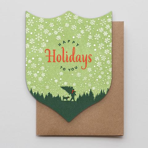 Happy Holidays Timber Card