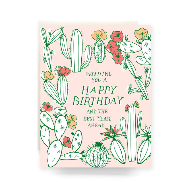 Cactus Toile Birthday Card